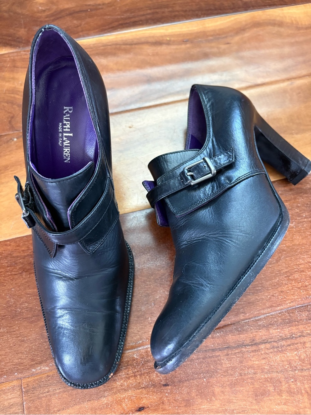 Vtg Ralph Lauren Purple Label Italian Leather Heeled Boots / Shoes Size 8